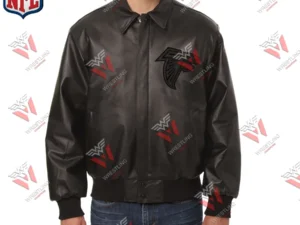 Men’s Atlanta Falcons Design Black NFL Leather Jacket