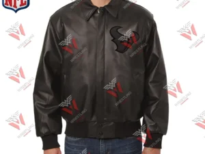 Men’s Houston Texans Wrestling Championship NFL Leather Jacket