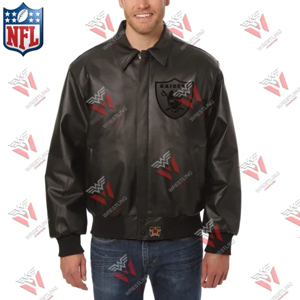 Men’s Las Vegas Raiders Black Leather NFL Jacket