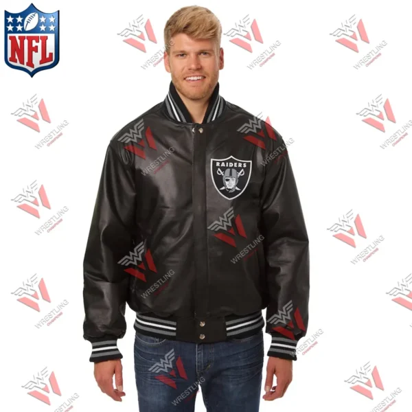 Men’s Las Vegas Raiders NFL Leather Varsity Jacket – Black