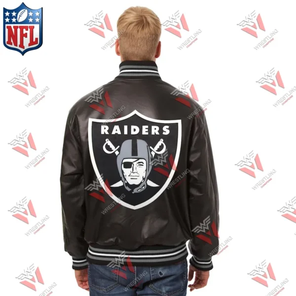 Men’s Las Vegas Raiders NFL Leather Varsity Jacket – Black