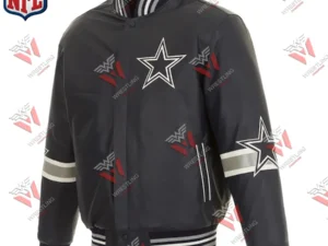 Dallas Cowboys NFL Leather Varsity Jacket with Leather Applique – Navy