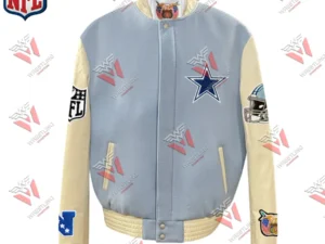 Men’s Dallas Cowboys Jeff Hamilton Light Blue Wool & Leather Full-Snap Varsity NFL Jacket