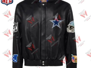 Men’s Dallas Cowboys Jeff Hamilton Black Leather Full-Snap NFL Jacket