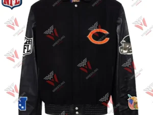 Men’s Chicago Bears Black Wool & Leather NFL Varsity Jacket