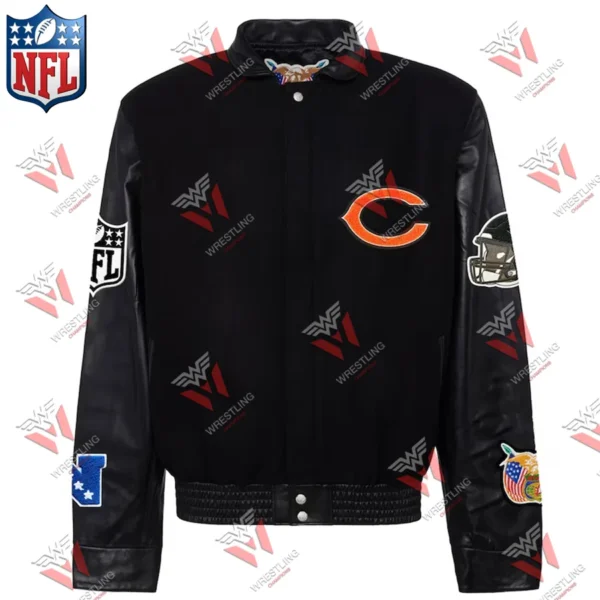 Men’s Chicago Bears Black Wool & Leather NFL Varsity Jacket