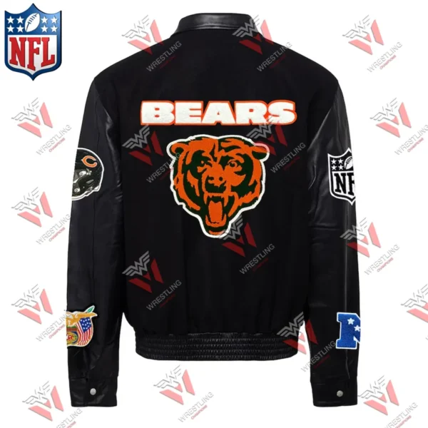 Men’s Chicago Bears Black Wool & Leather NFL Varsity Jacket