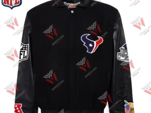 Men’s Houston Texan Black Wool & Leather NFL Varsity Jacket