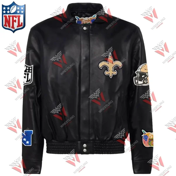 Men’s New Orleans Saints Black Leather NFL Jacket