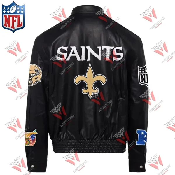 Men’s New Orleans Saints Black Leather NFL Jacket