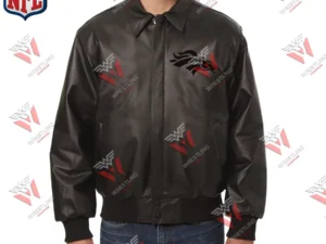 Men’s Denver Broncos Wrestling Championship Black Leather Jacket