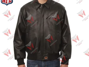 Men’s Carolina Panthers Wrestling Championship Black Leather Jacket