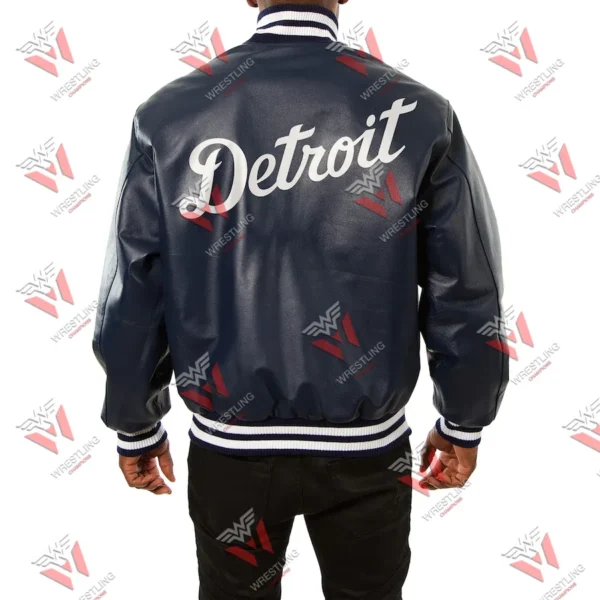 Men’s Detroit Tigers Navy MLB Leather Jacket