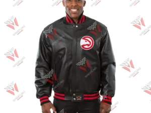 Men’s Atlanta Hawks Black Leather NBA Jacket