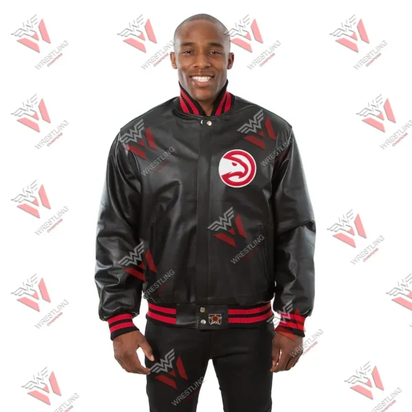 Men’s Atlanta Hawks Black Leather NBA Jacket