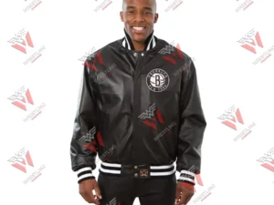 Men’s Brooklyn Net Black NBA Leather Jacket