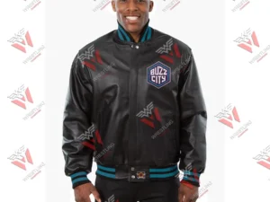 Men’s Charlotte Hornets Black NBA Leather Jacket