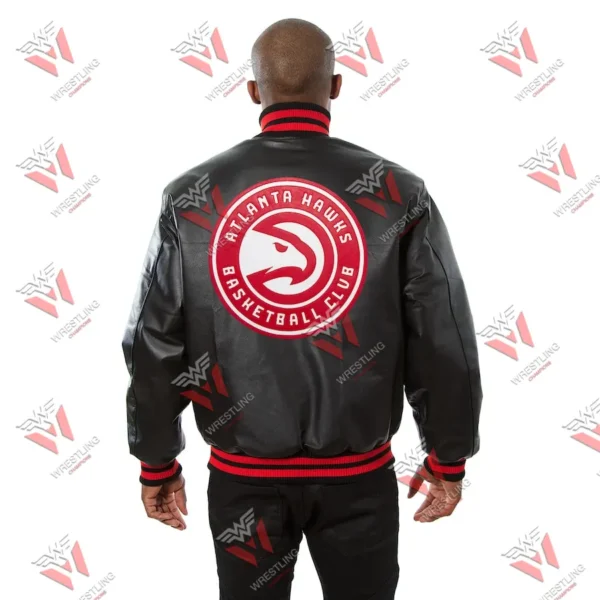 Men’s Atlanta Hawks Black Leather NBA Jacket