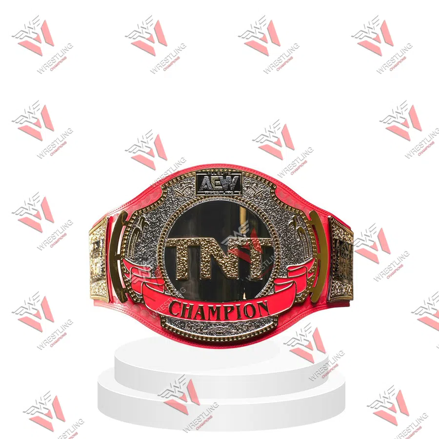AEW TNT Championship Red Leather Strap Wrestling Title Belt