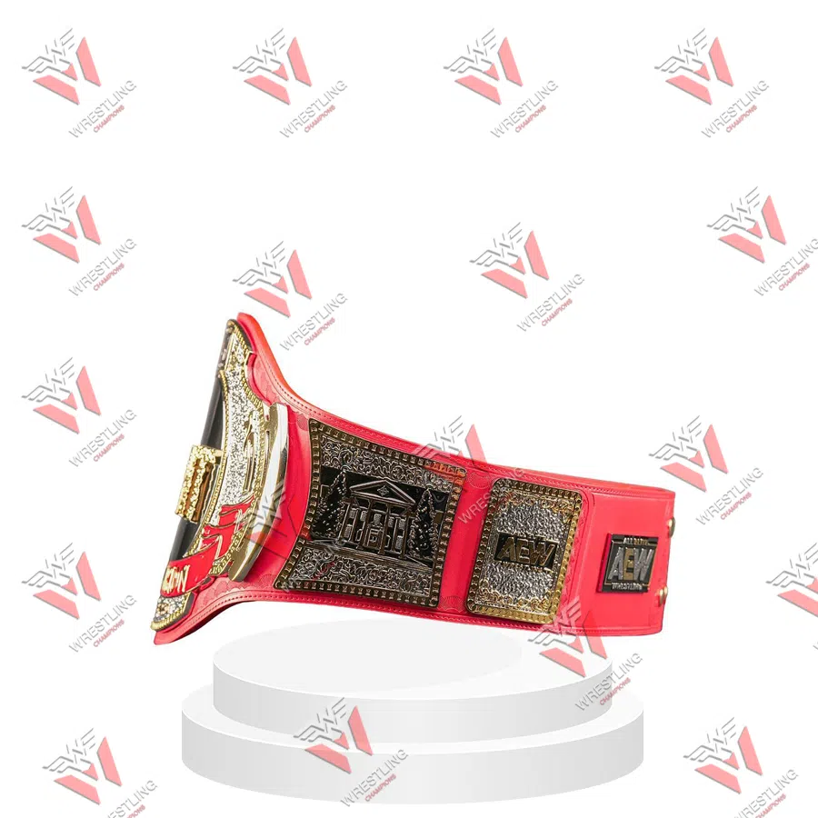 AEW TNT Championship Red Leather Strap Wrestling Title Belt