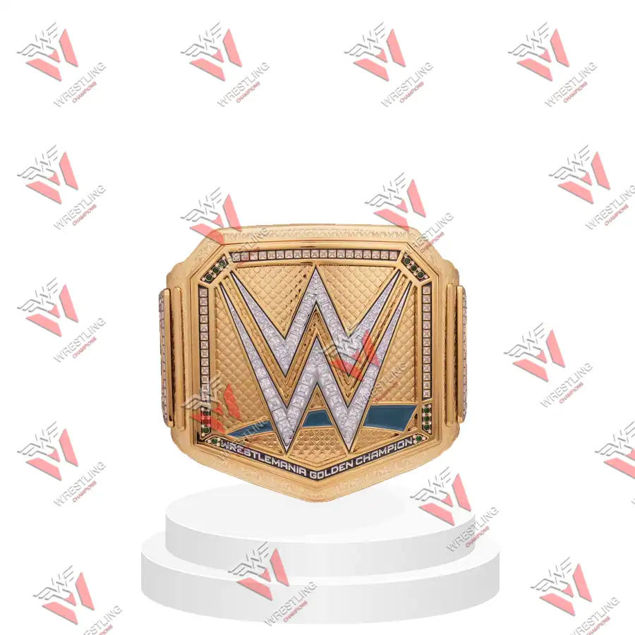 WrestleMania April 2024 Gold Championship Wrestling Title Belt